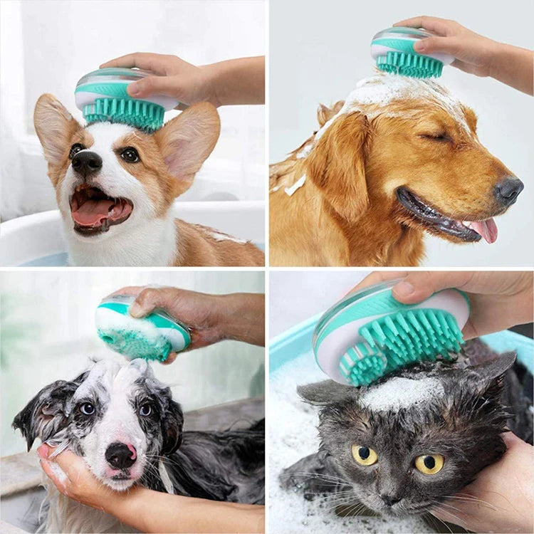 Pet Dog Cat Bath Brush 2-in-1 Pet SPA Massage Comb Soft Silicone Pet Shower Hair Grooming Cmob Dog Cleaning Tool Pet Supplies Brinira