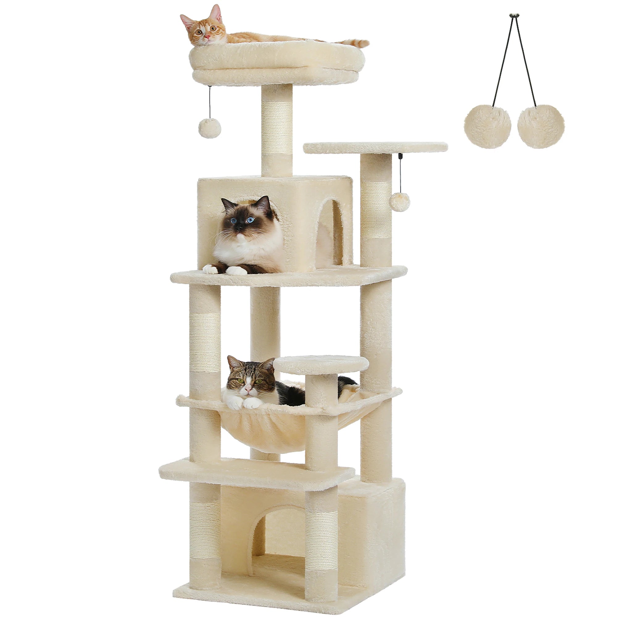 Large Cat Tree and Tower for Indoor Cats With Sisal-Covered Scratching Posts Spacious Hammock Padded Perches and Condos Cat Toys Brinira