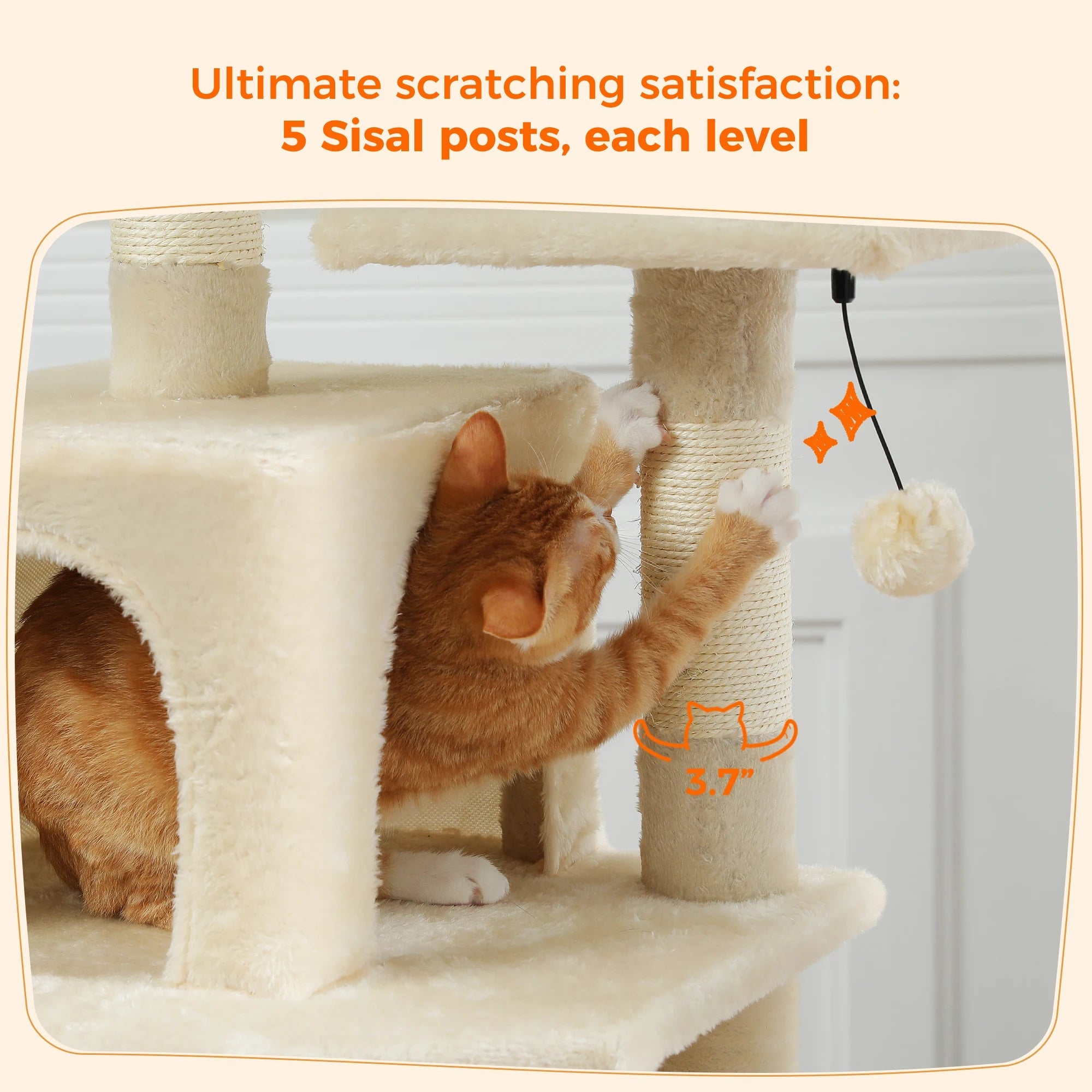 Large Cat Tree and Tower for Indoor Cats With Sisal-Covered Scratching Posts Spacious Hammock Padded Perches and Condos Cat Toys Brinira