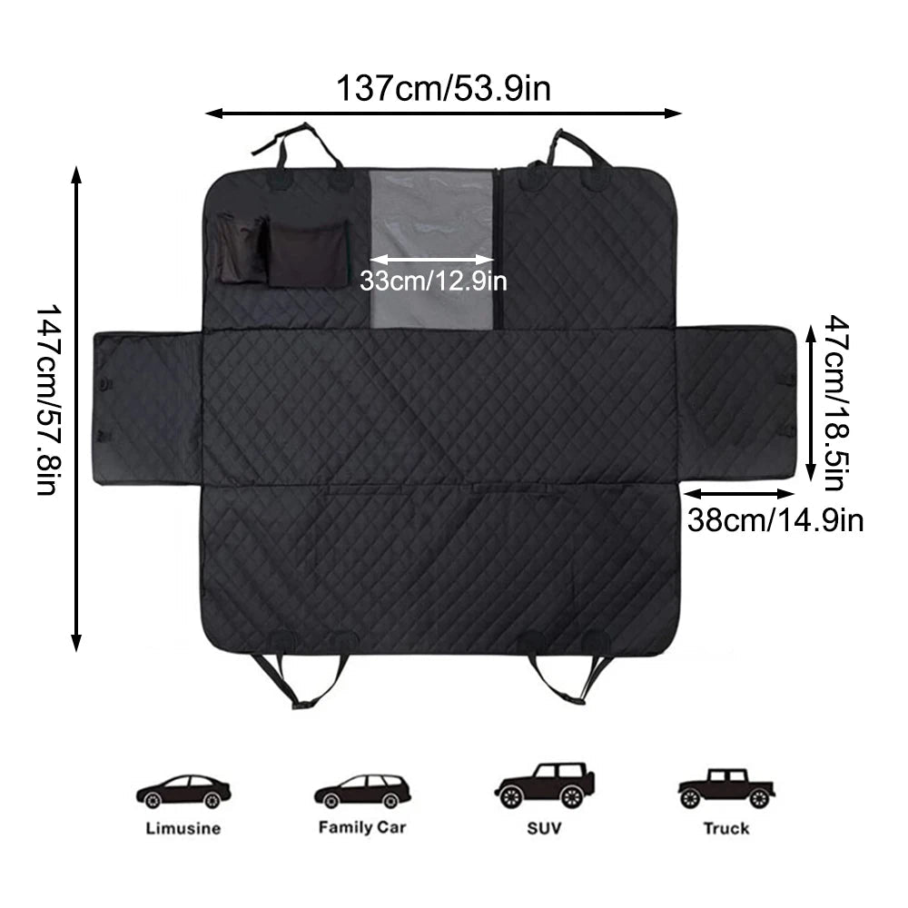 1PC Winter Dog Seat Cover for Back Seat, Waterproof with Mesh Window, Scratch Prevent Anti-slip Dog Car Hammock, Standard Brinira