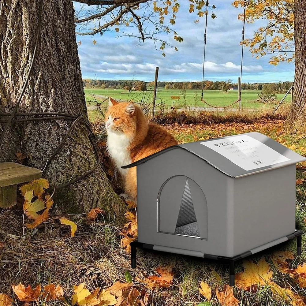Stray Cat Houses with Mat Waterproof Winter Warm Shelter Foldable Pet Cave Nest Sleeping Beds for Outdoor Cats Small Dog Puppies Brinira