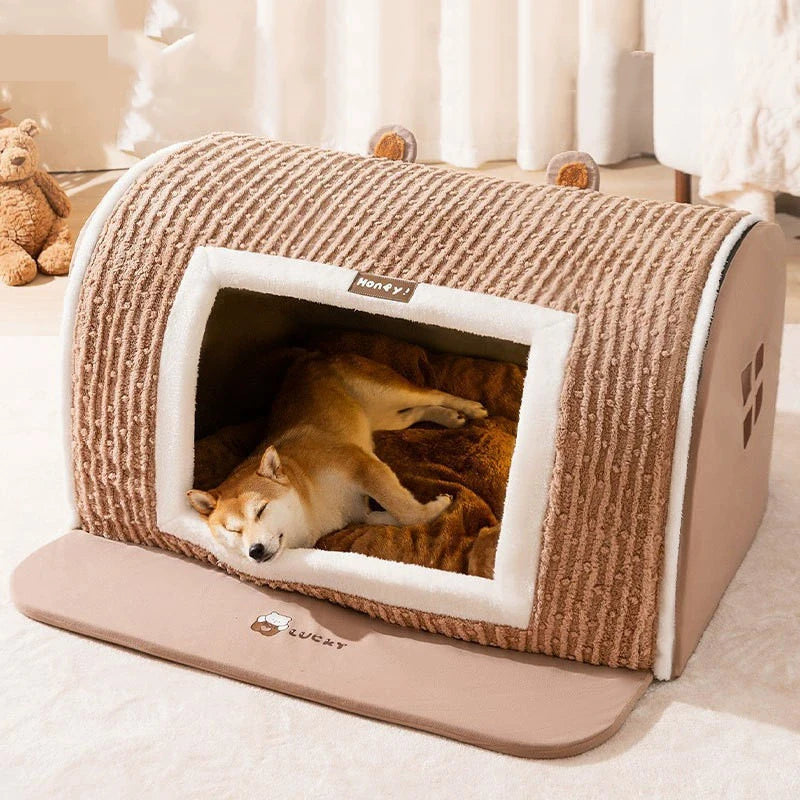 winter Dog Kennel Warm Dog House Mat Detachable Washable Dogs Bed Nest Deep Sleep Tent for Medium Large Dogs House dog Supplies Brinira