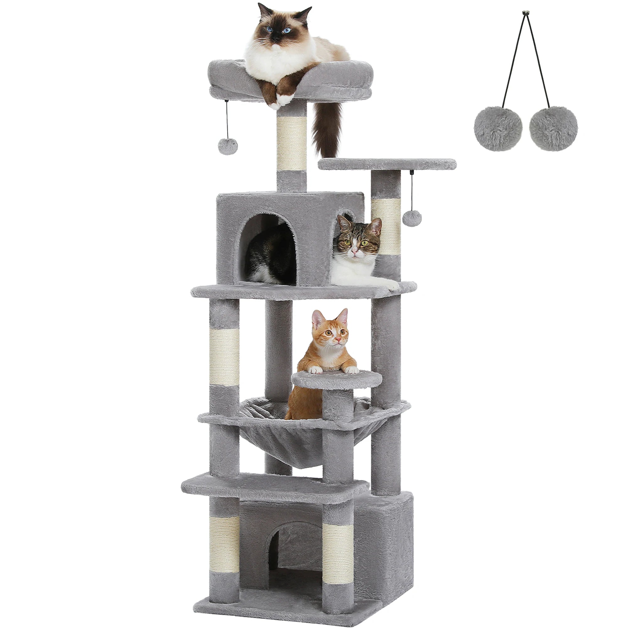 Large Cat Tree and Tower for Indoor Cats With Sisal-Covered Scratching Posts Spacious Hammock Padded Perches and Condos Cat Toys Brinira
