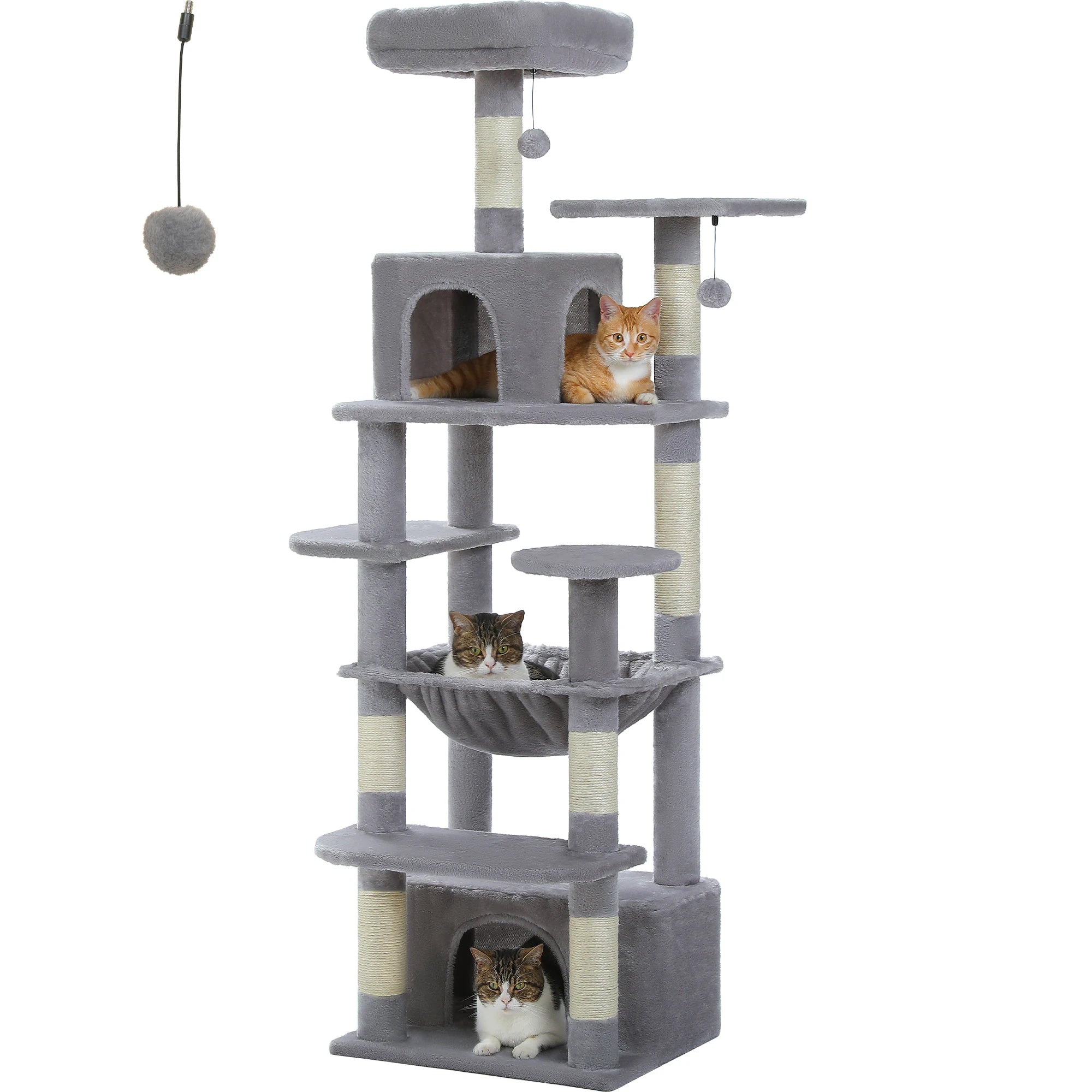 Large Cat Tree and Tower for Indoor Cats With Sisal-Covered Scratching Posts Spacious Hammock Padded Perches and Condos Cat Toys Brinira