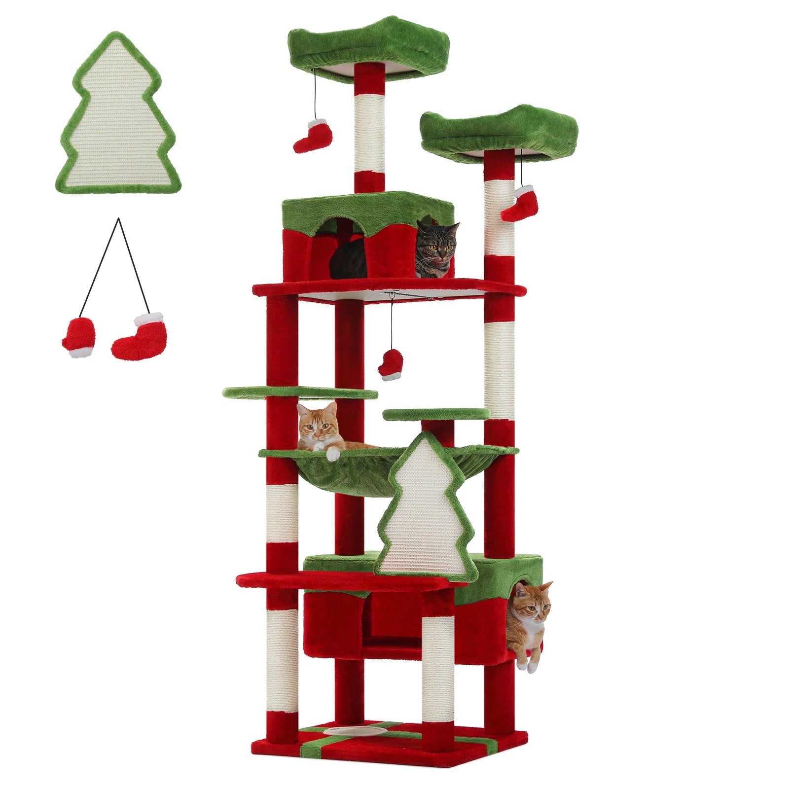 Large Cat Tree and Tower for Indoor Cats With Sisal-Covered Scratching Posts Spacious Hammock Padded Perches and Condos Cat Toys Brinira