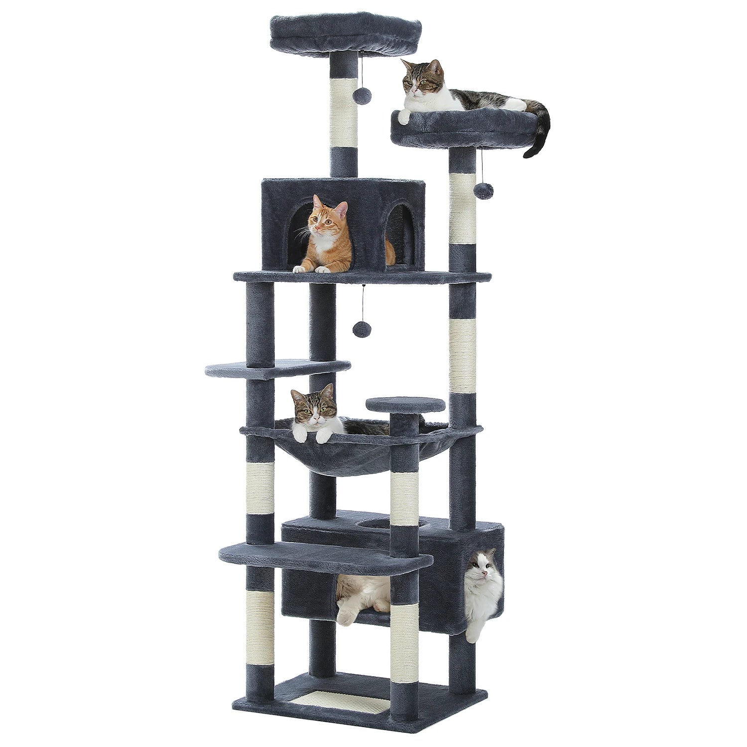 Large Cat Tree and Tower for Indoor Cats With Sisal-Covered Scratching Posts Spacious Hammock Padded Perches and Condos Cat Toys Brinira