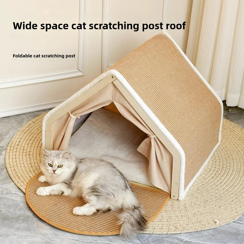 Cat nest Winter warm cat villa Cat house shell semi-enclosed sleeping bag cat scratching board does not drop scraps sisal cat te Brinira