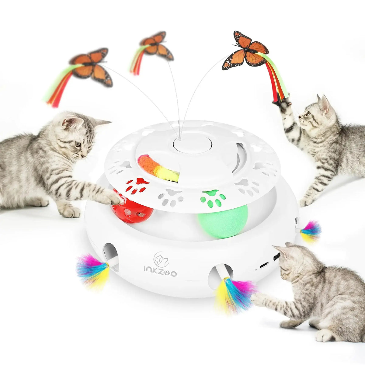 INKZOO Cat Toys, Interactive Cat Toys for Indoor Cats, Smart Interactive Kitten Toy, Automatic 7 Holes Mice Whack-A-Mole Brinira