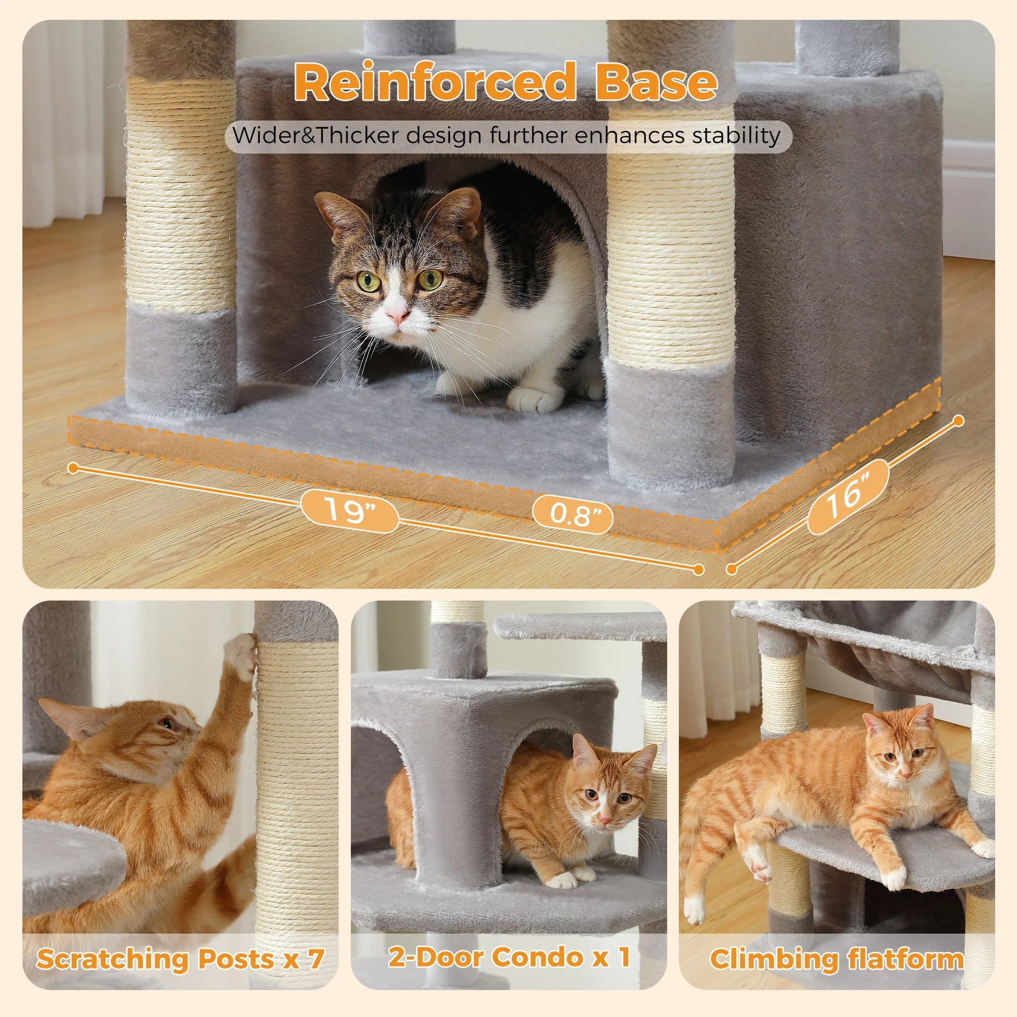 Large Cat Tree and Tower for Indoor Cats With Sisal-Covered Scratching Posts Spacious Hammock Padded Perches and Condos Cat Toys Brinira
