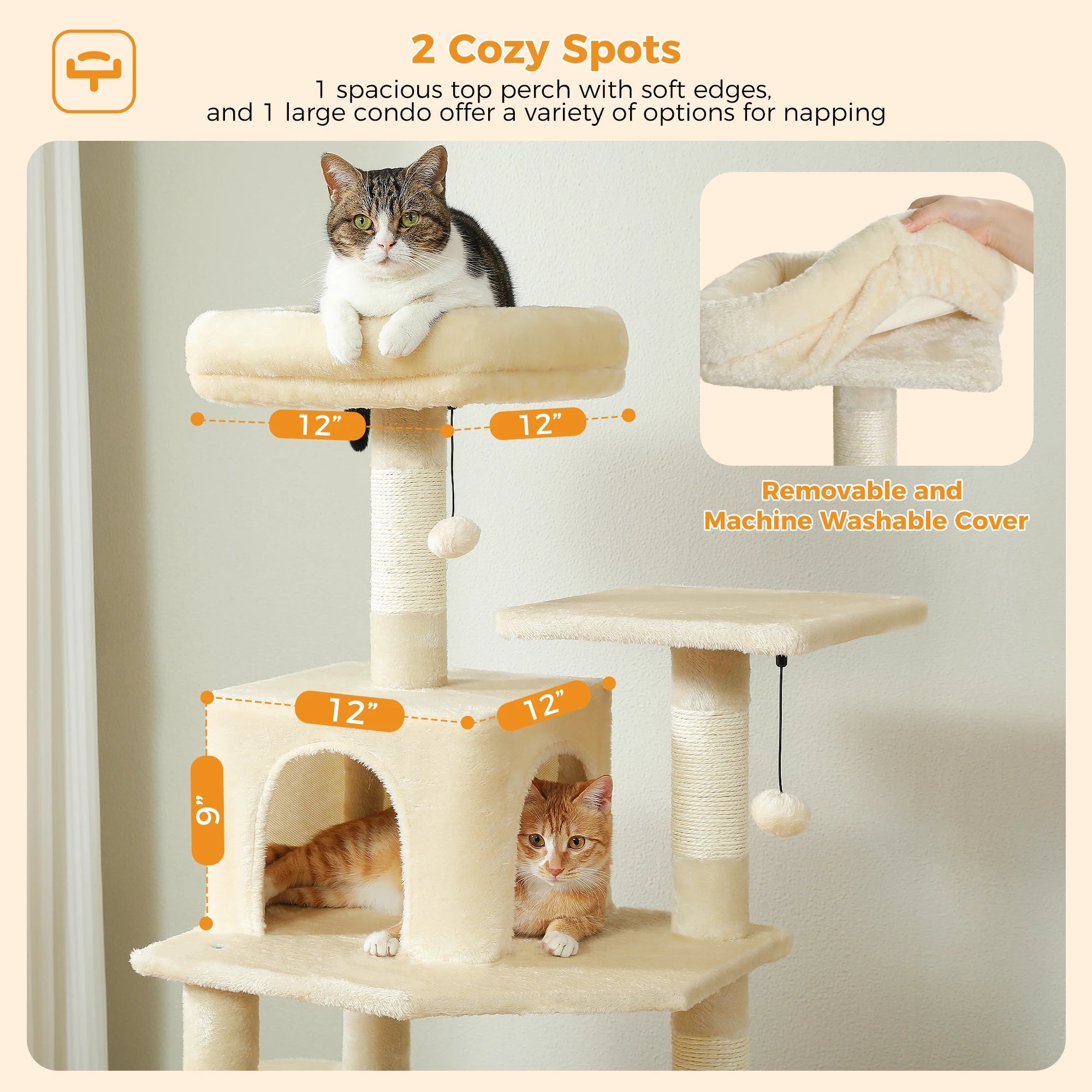Large Cat Tree and Tower for Indoor Cats With Sisal-Covered Scratching Posts Spacious Hammock Padded Perches and Condos Cat Toys Brinira