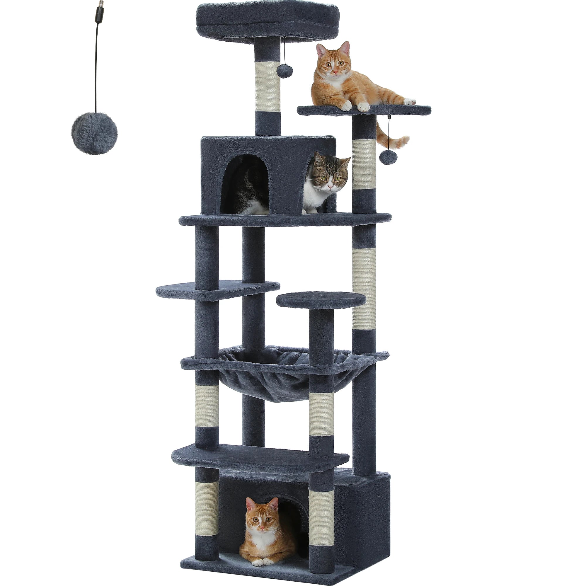 Large Cat Tree and Tower for Indoor Cats With Sisal-Covered Scratching Posts Spacious Hammock Padded Perches and Condos Cat Toys Brinira