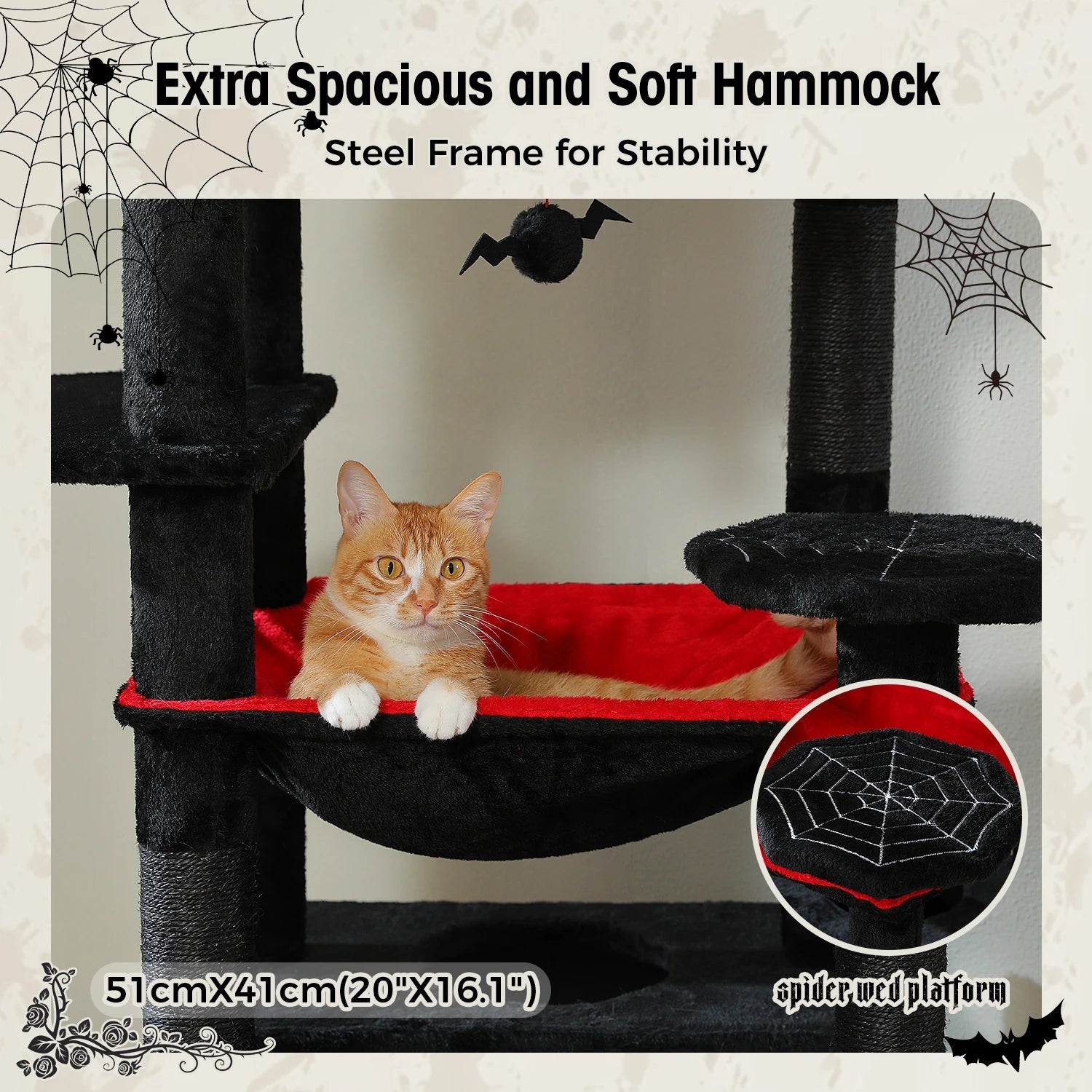 Large Cat Tree and Tower for Indoor Cats With Sisal-Covered Scratching Posts Spacious Hammock Padded Perches and Condos Cat Toys Brinira