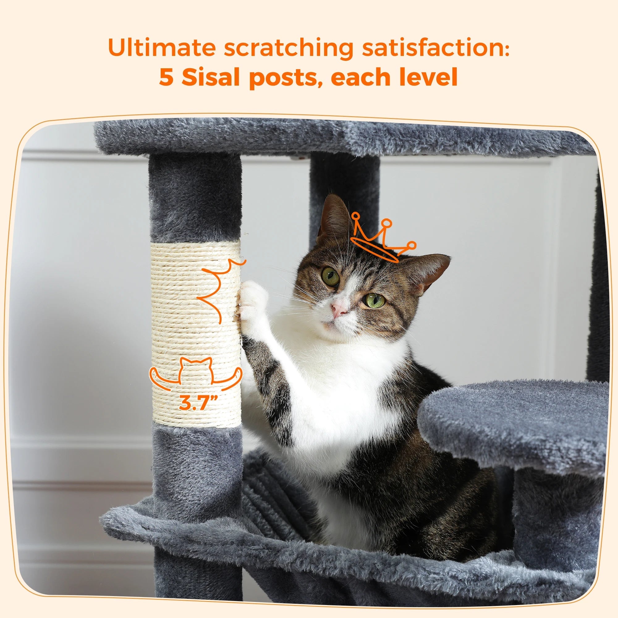 Large Cat Tree and Tower for Indoor Cats With Sisal-Covered Scratching Posts Spacious Hammock Padded Perches and Condos Cat Toys Brinira