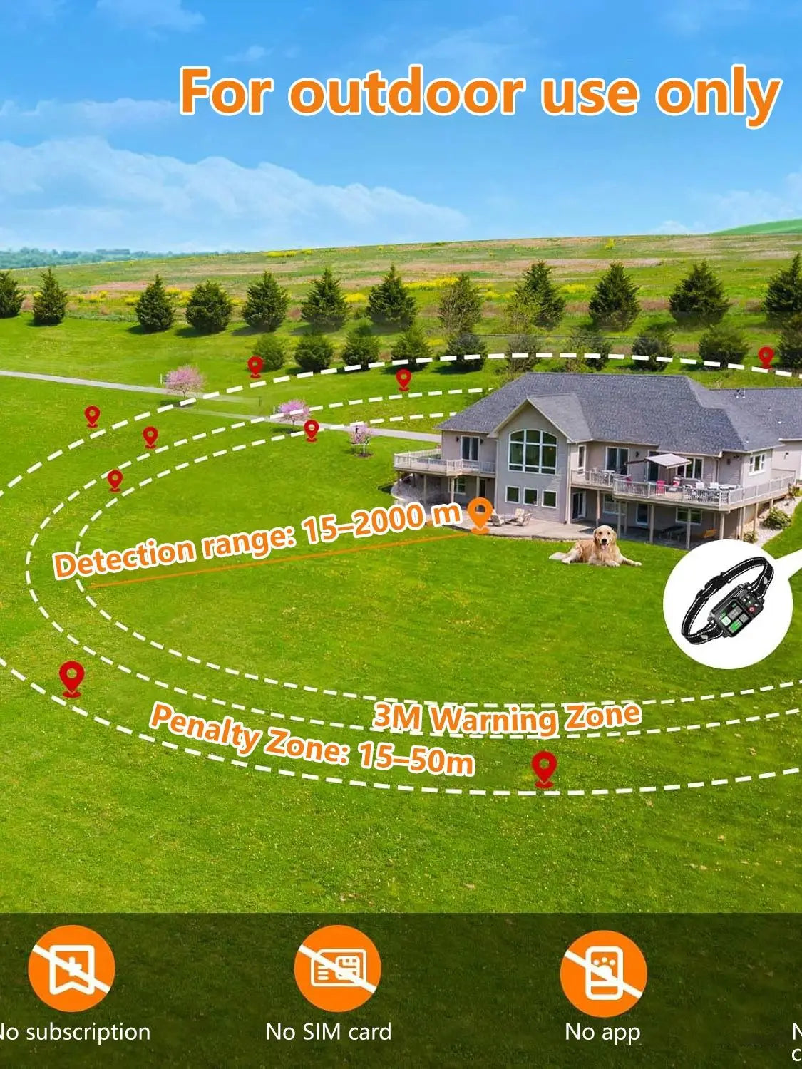 GPS Wireless Dog Fencing System - Electric dog fencing with GPS Electric Satellite Technology, Pet Fencing System Range 15~2000m Brinira