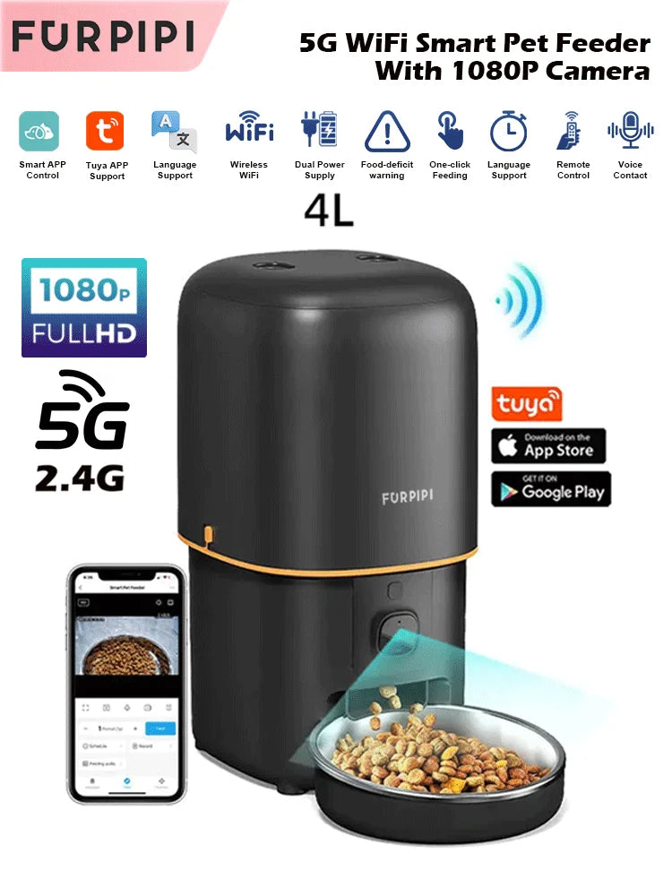 Automatic Cat Feeder with Camera – Smart WiFi Controlled Kibble Dispenser for Cats and Dogs