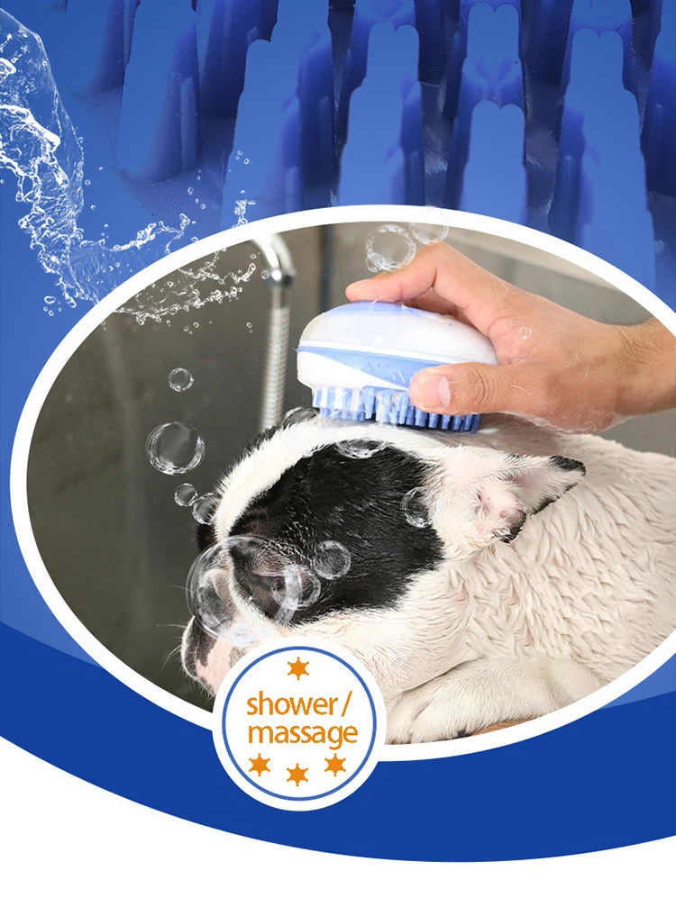 Pet Dog Cat Bath Brush 2-in-1 Pet SPA Massage Comb Soft Silicone Pet Shower Hair Grooming Cmob Dog Cleaning Tool Pet Supplies Brinira