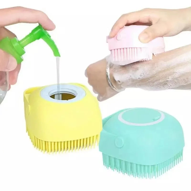 Pet Dog Cat Bath Brush 2-in-1 Pet SPA Massage Comb Soft Silicone Pet Shower Hair Grooming Cmob Dog Cleaning Tool Pet Supplies Brinira