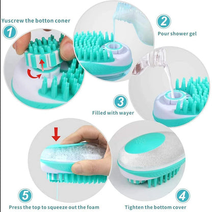 Pet Dog Cat Bath Brush 2-in-1 Pet SPA Massage Comb Soft Silicone Pet Shower Hair Grooming Cmob Dog Cleaning Tool Pet Supplies Brinira