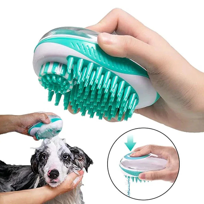 Pet Dog Cat Bath Brush 2-in-1 Pet SPA Massage Comb Soft Silicone Pet Shower Hair Grooming Cmob Dog Cleaning Tool Pet Supplies Brinira