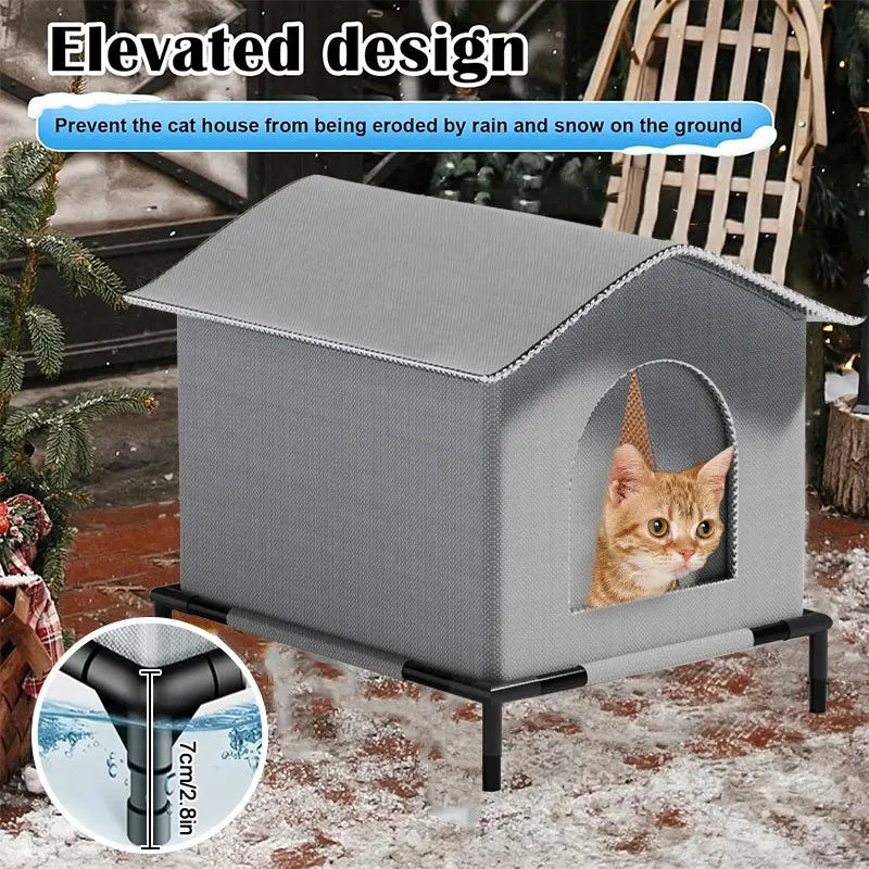 Stray Cat Houses with Mat Waterproof Winter Warm Shelter Foldable Pet Cave Nest Sleeping Beds for Outdoor Cats Small Dog Puppies Brinira