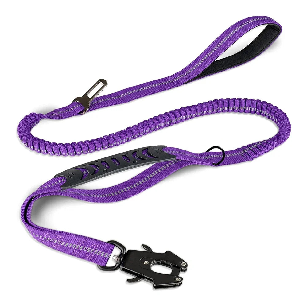 Reflective Shock Absorbing Pet Leashes with Car Seatbelt for Large Dogs Heavy Duty Tactical Bungee Dog Leash No Pull Dog Leash Brinira