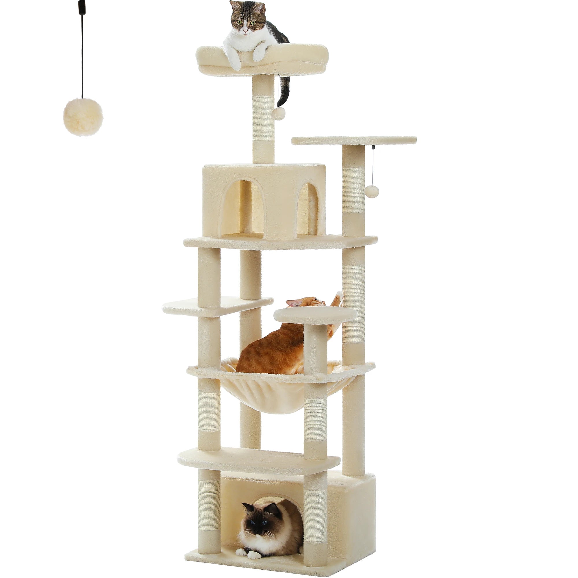 Large Cat Tree and Tower for Indoor Cats With Sisal-Covered Scratching Posts Spacious Hammock Padded Perches and Condos Cat Toys Brinira