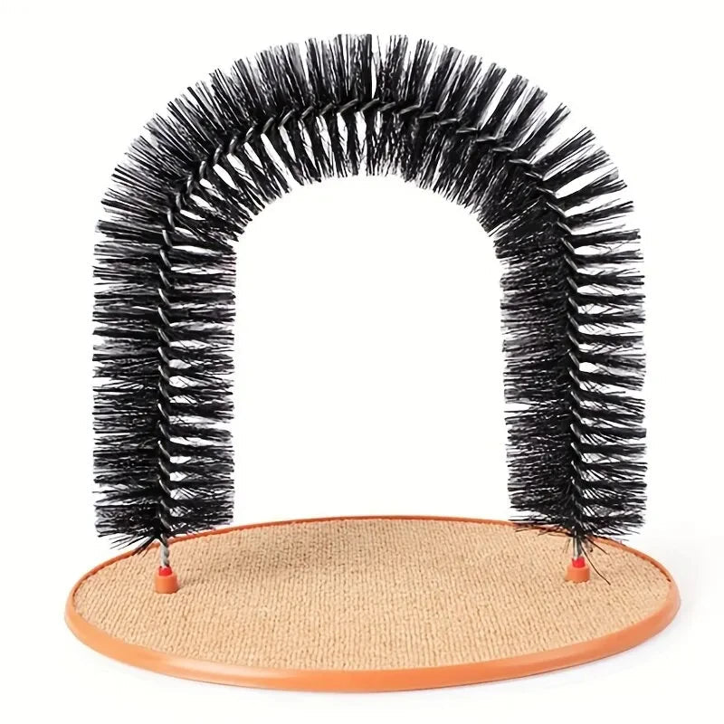 Cat Toy Arch Self Groome Pamper Feline with A Massage Grooming Rubbing Brush with Scratching Pad Toy for Cats Interactive Toys Brinira