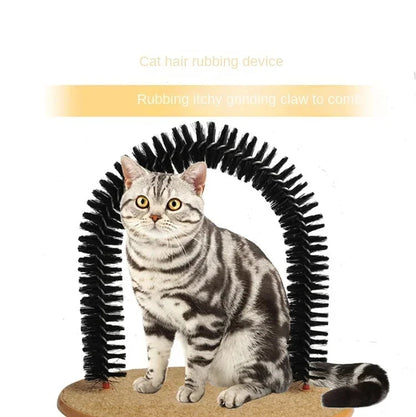 Cat Toy Arch Self Groome Pamper Feline with A Massage Grooming Rubbing Brush with Scratching Pad Toy for Cats Interactive Toys Brinira