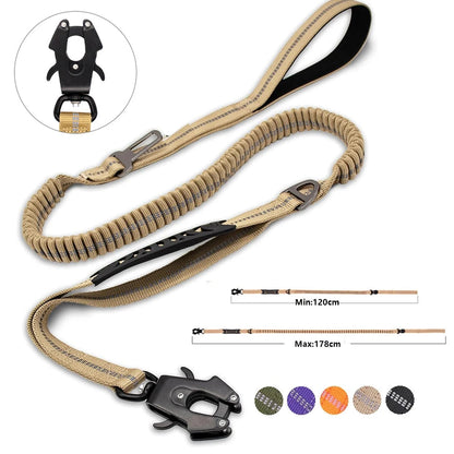 Reflective Shock Absorbing Pet Leashes with Car Seatbelt for Large Dogs Heavy Duty Tactical Bungee Dog Leash No Pull Dog Leash Brinira