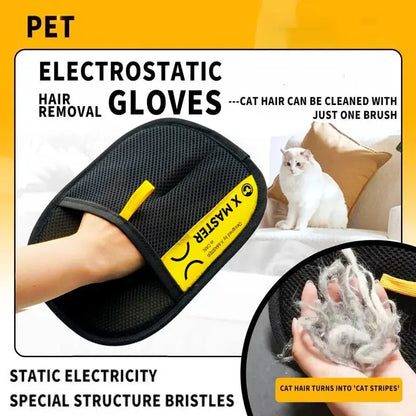 Pet Hair Remover Gloves Electrostatic for Cats Dogs, Reusable Washable Grooming Glove with 2-in-1 Lint Roller Brush - Safe Non-T Brinira