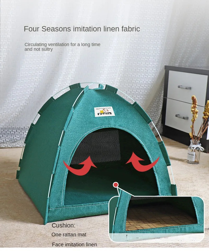 Foldable Cat House Pet Tent Four Seasons Universal Cat and Dog Pet Nest Summer Cool Mat Outdoor Portable Foldable Breathable Brinira