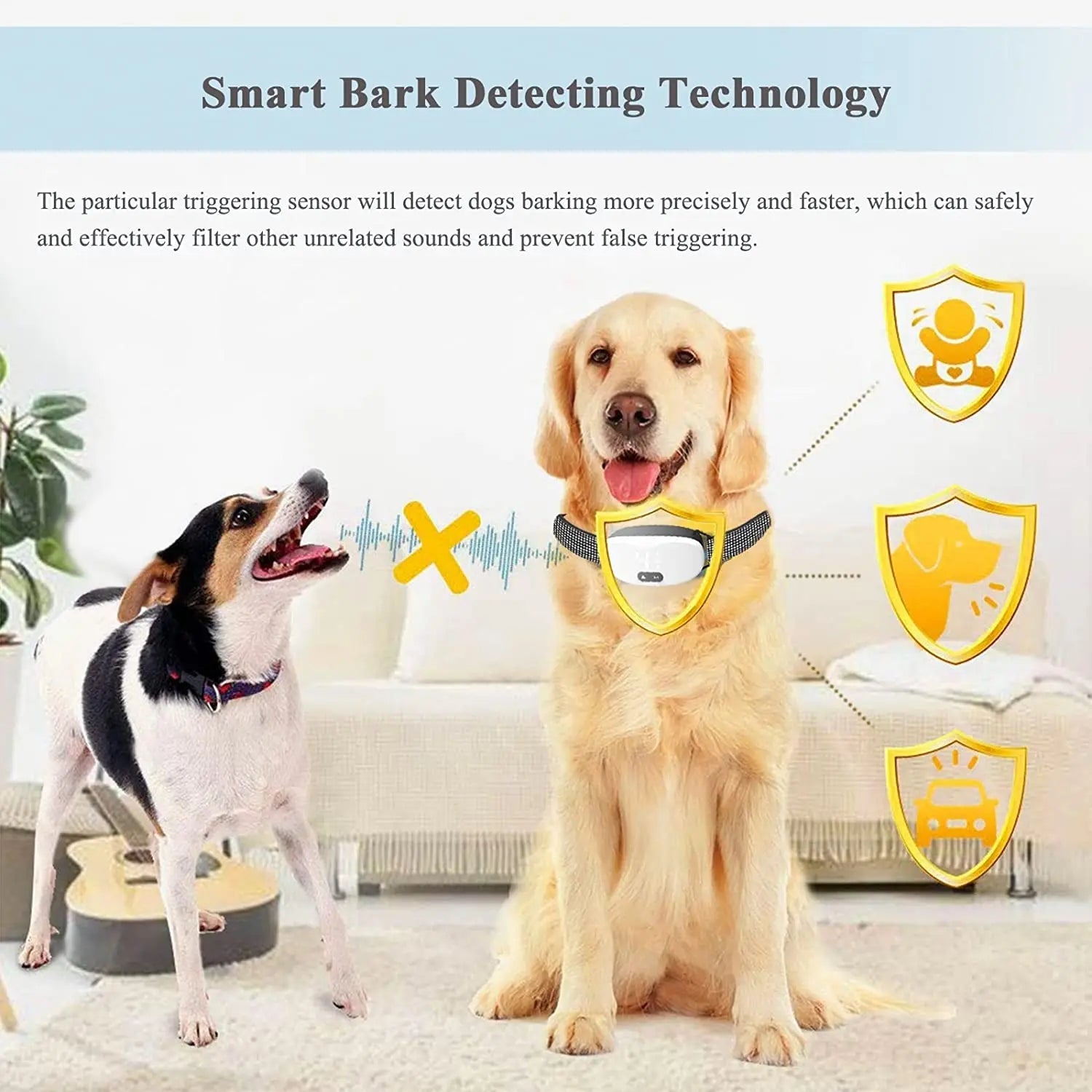 Anti bark dog collar Electric shock Vibration sound with LED for small large dogs no barking training collar dog accessories Brinira