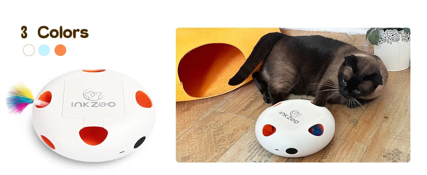 INKZOO Cat Toys, Interactive Cat Toys for Indoor Cats,  Smart Interactive Kitten Toy, Automatic 7 Holes Mice Whack-A-Mole Brinira