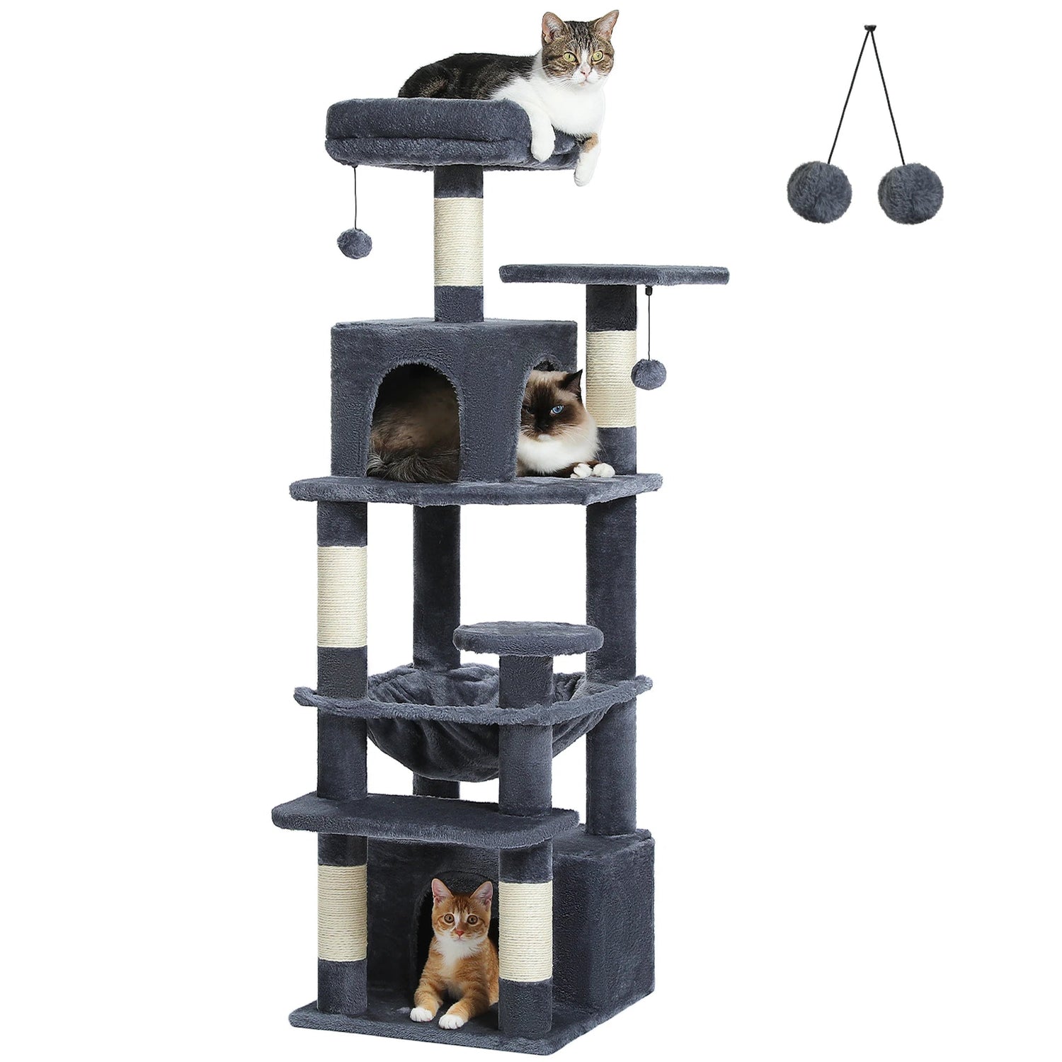 Large Cat Tree and Tower for Indoor Cats With Sisal-Covered Scratching Posts Spacious Hammock Padded Perches and Condos Cat Toys Brinira