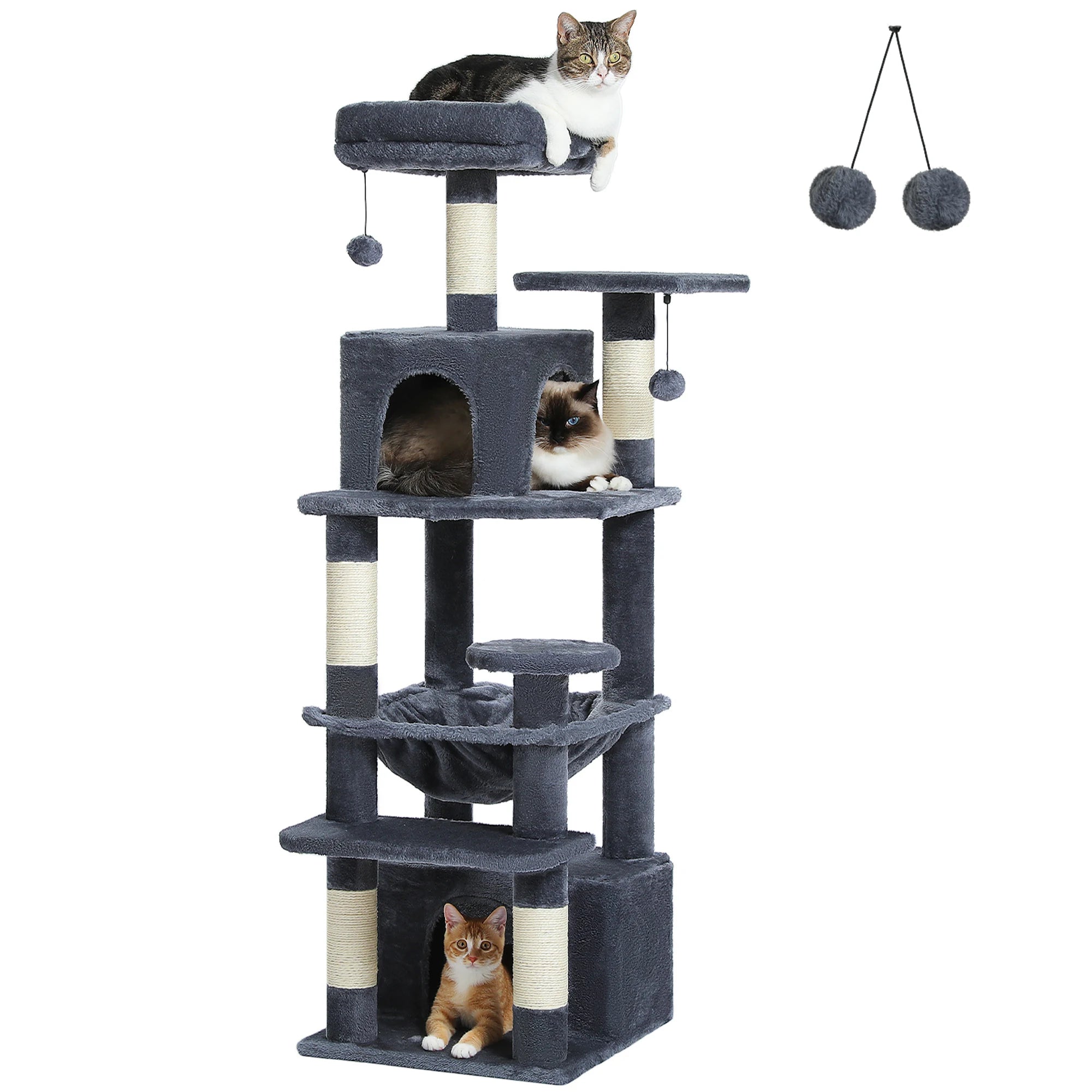 Large Cat Tree and Tower for Indoor Cats With Sisal-Covered Scratching Posts Spacious Hammock Padded Perches and Condos Cat Toys Brinira