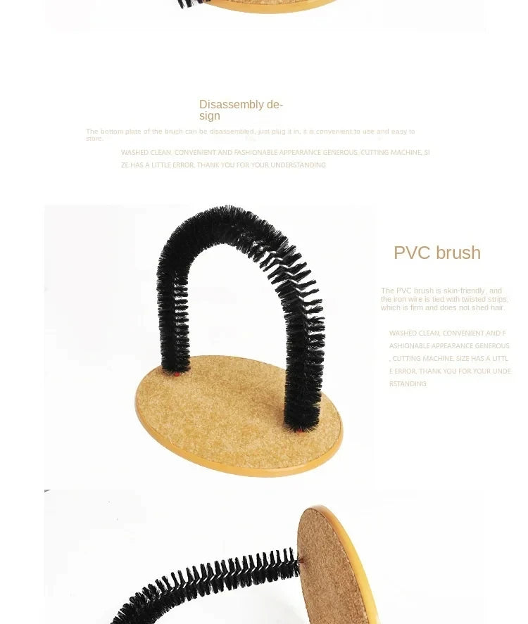 Cat Toy Arch Self Groome Pamper Feline with A Massage Grooming Rubbing Brush with Scratching Pad Toy for Cats Interactive Toys Brinira