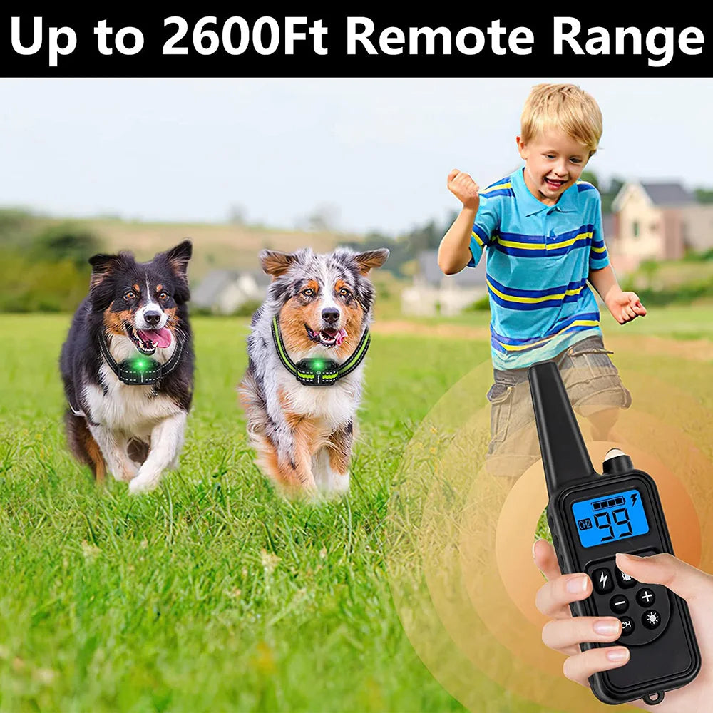 800m Digital Dog Training Collar Waterproof Rechargeable Remote Control Pet with LCD Display for All Size Shock Vibration Sound Brinira