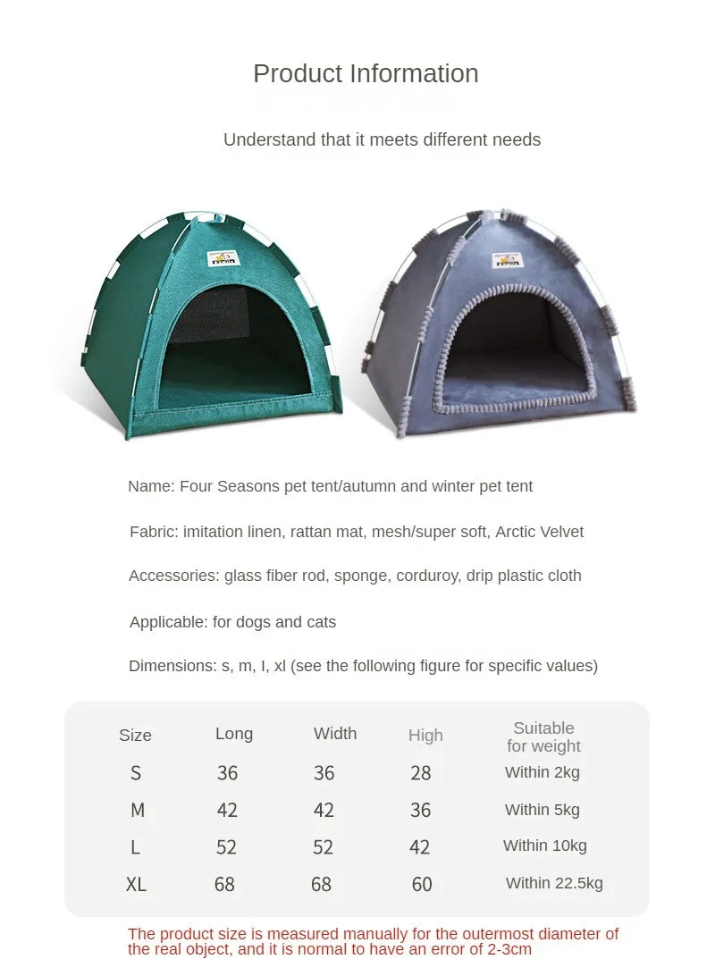 Foldable Cat House Pet Tent Four Seasons Universal Cat and Dog Pet Nest Summer Cool Mat Outdoor Portable Foldable Breathable Brinira