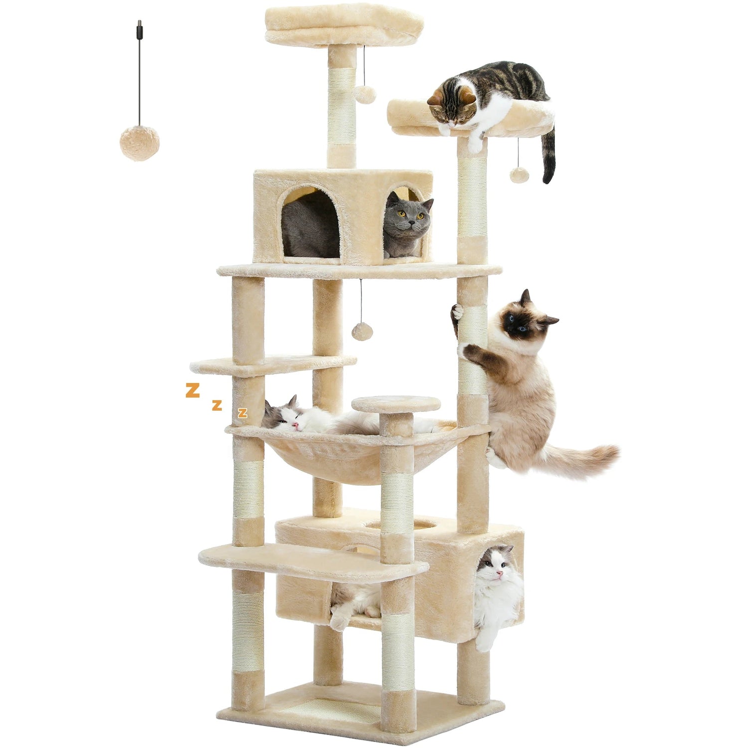 Large Cat Tree and Tower for Indoor Cats With Sisal-Covered Scratching Posts Spacious Hammock Padded Perches and Condos Cat Toys Brinira