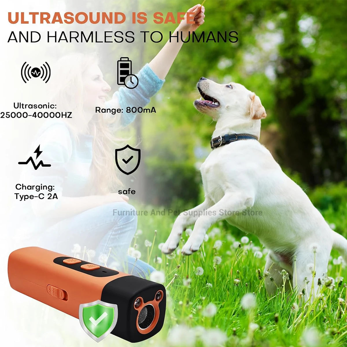 New Pet Dog Repeller Ultrasonic Dog Training Device Rechargeable Anti Dog Bark Stop-Barking Deterrent Device With LED Flashlight Brinira