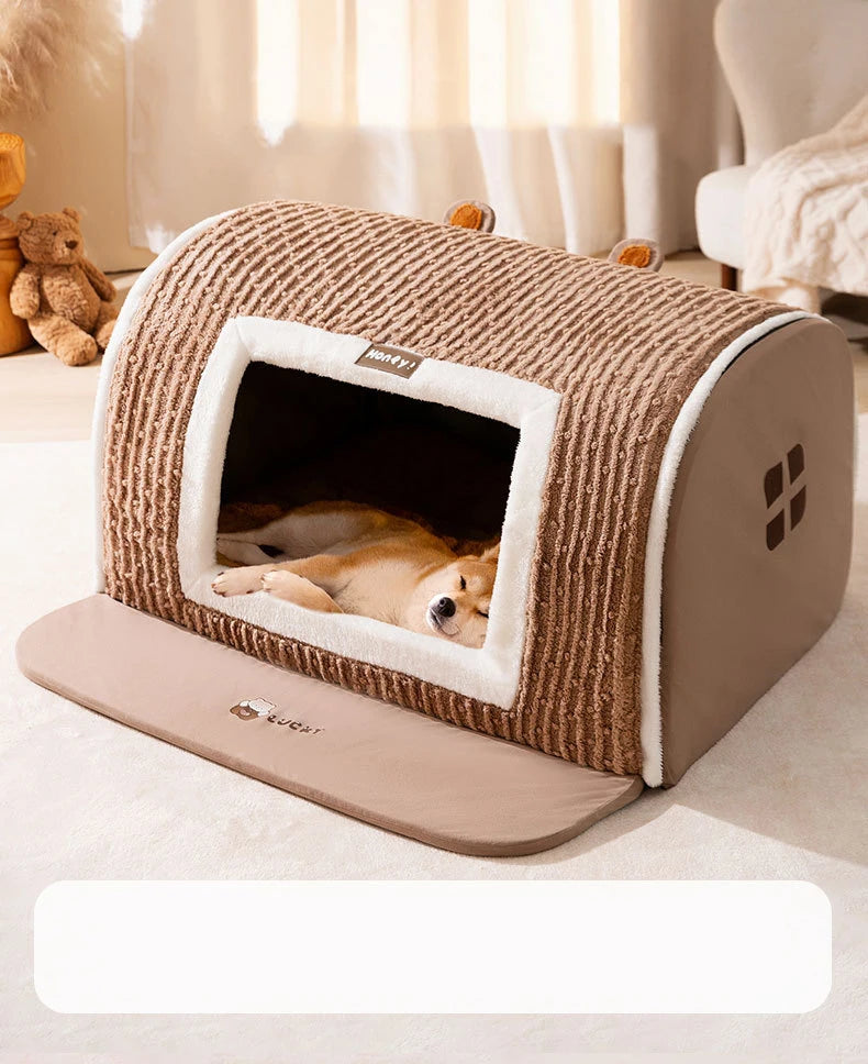 winter Dog Kennel Warm Dog House Mat Detachable Washable Dogs Bed Nest Deep Sleep Tent for Medium Large Dogs House dog Supplies Brinira