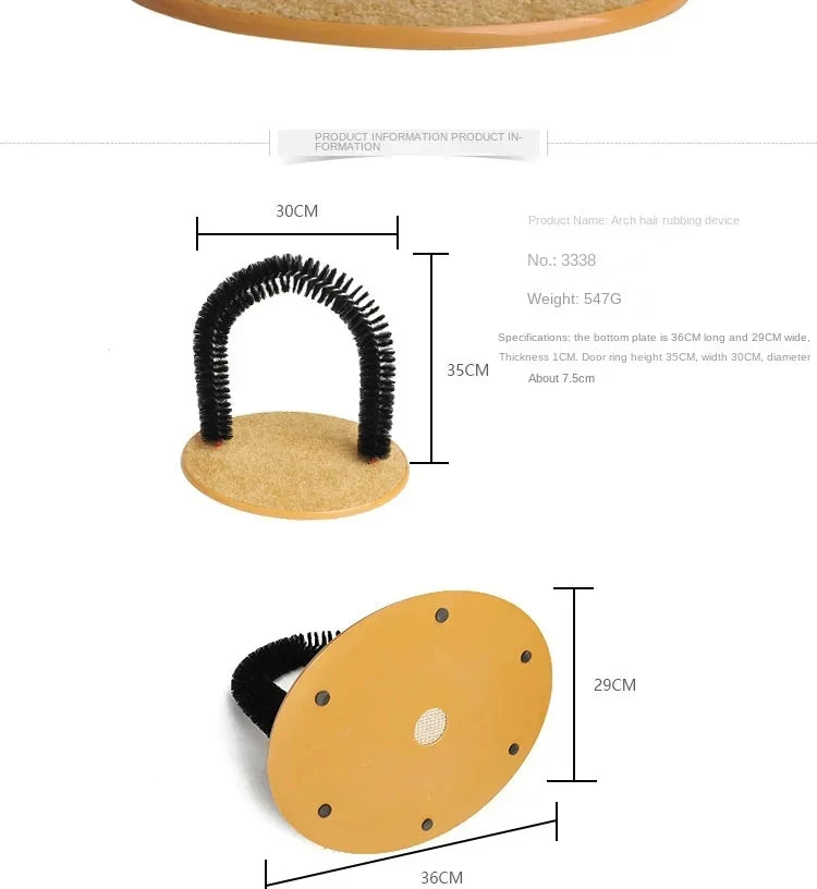 Cat Toy Arch Self Groome Pamper Feline with A Massage Grooming Rubbing Brush with Scratching Pad Toy for Cats Interactive Toys Brinira