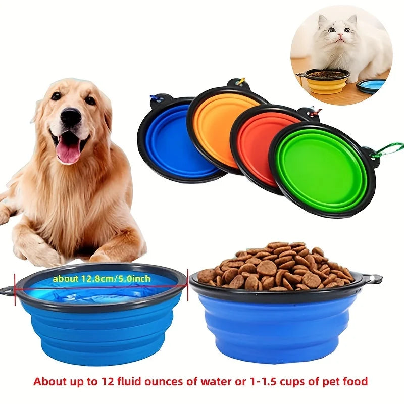 Portable Pet Food Bowl  Durable TPR Bowl  Cat and Dog Food Pet Silicone Collapsible Bowl Portable Travel Outdoor Water Food Bowl Brinira