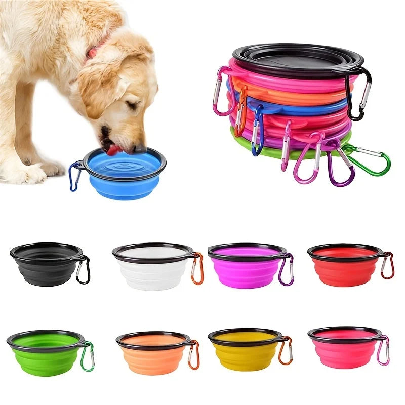 Portable Pet Food Bowl  Durable TPR Bowl  Cat and Dog Food Pet Silicone Collapsible Bowl Portable Travel Outdoor Water Food Bowl Brinira