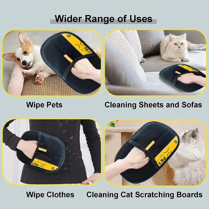Pet Hair Remover Gloves Electrostatic for Cats Dogs, Reusable Washable Grooming Glove with 2-in-1 Lint Roller Brush - Safe Non-T Brinira