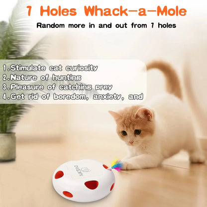INKZOO Cat Toys, Interactive Cat Toys for Indoor Cats,  Smart Interactive Kitten Toy, Automatic 7 Holes Mice Whack-A-Mole Brinira