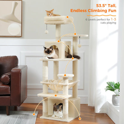 Large Cat Tree and Tower for Indoor Cats With Sisal-Covered Scratching Posts Spacious Hammock Padded Perches and Condos Cat Toys Brinira