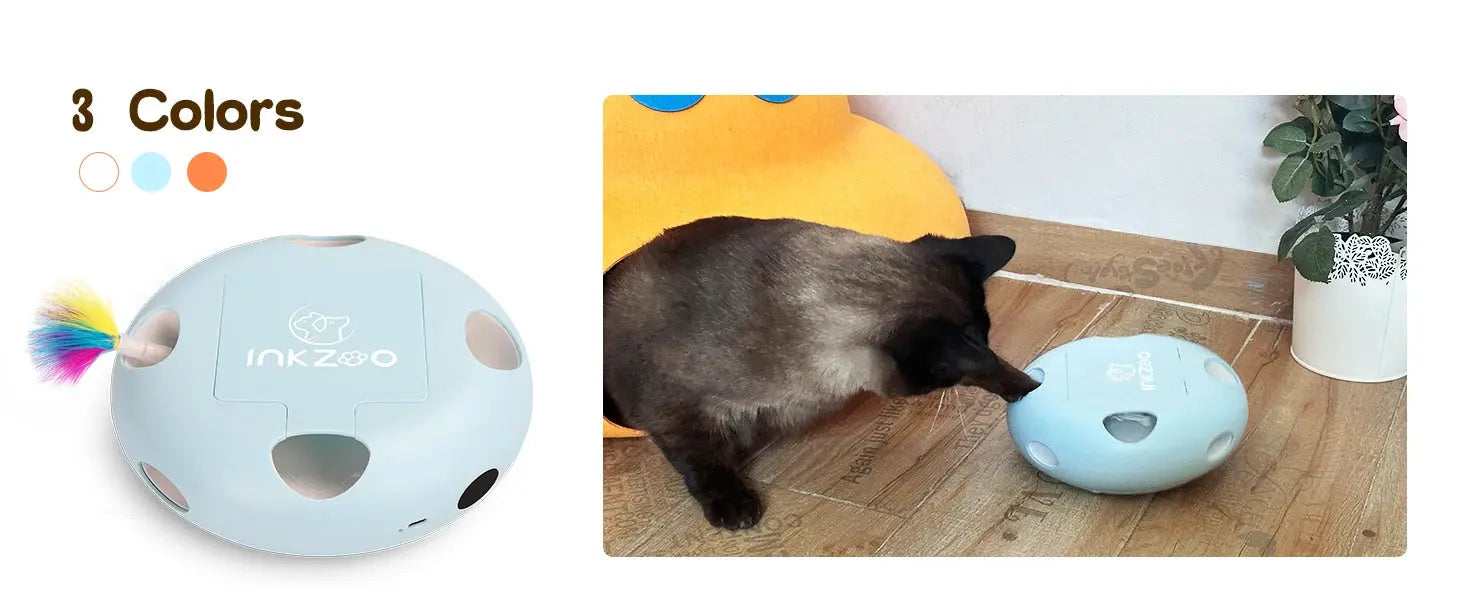 INKZOO Cat Toys, Interactive Cat Toys for Indoor Cats,  Smart Interactive Kitten Toy, Automatic 7 Holes Mice Whack-A-Mole Brinira