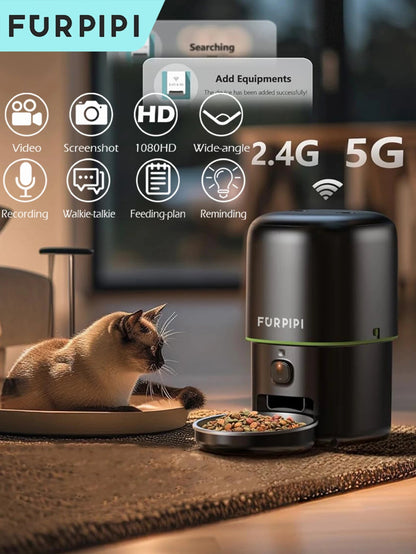Automatic Cat Feeder Camera Pet Smart Cat Food Kibble Dispenser 2.4G/5GWiFi Tuya APP Control Auto Feeder For Cat Dog Accessories Brinira