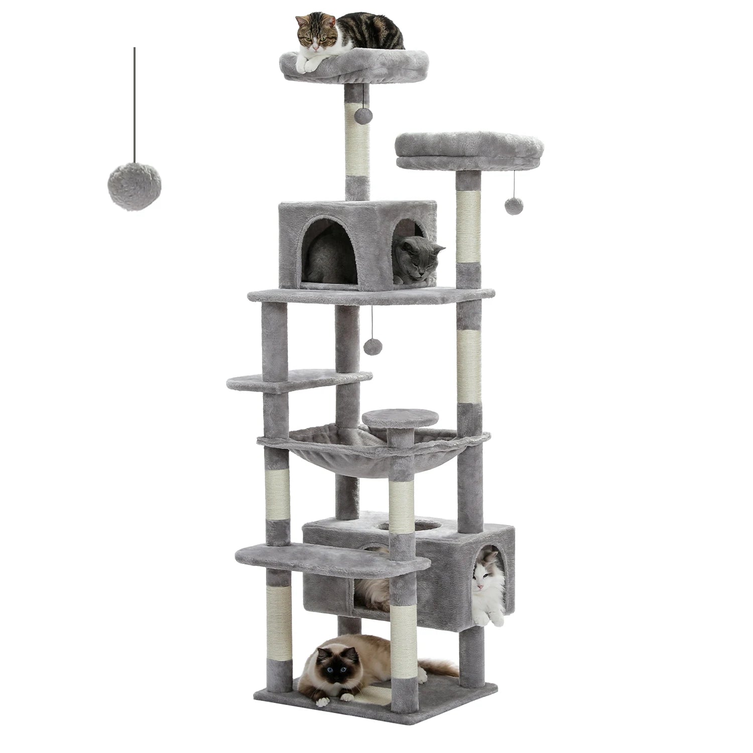 Large Cat Tree and Tower for Indoor Cats With Sisal-Covered Scratching Posts Spacious Hammock Padded Perches and Condos Cat Toys Brinira